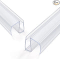 Bathroom Shower Glass Door Bottom Seal Strip, 2PCS 36 Inch Long Clear PVC Seal Strips for 1/4"(6mm) Thick Framless Glass Door Panel