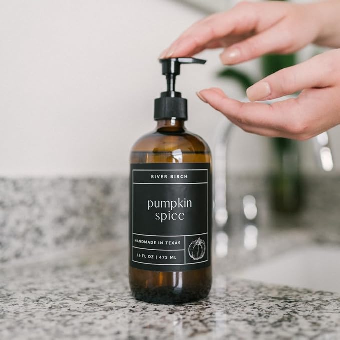 River Birch Pumpkin Spice Scented Natural Hand Soap Refill - Handmade Moisturizing Hand Wash Luxury Scented Hydrating Soap - Vegan and Non-Toxic - 32 Fl Oz