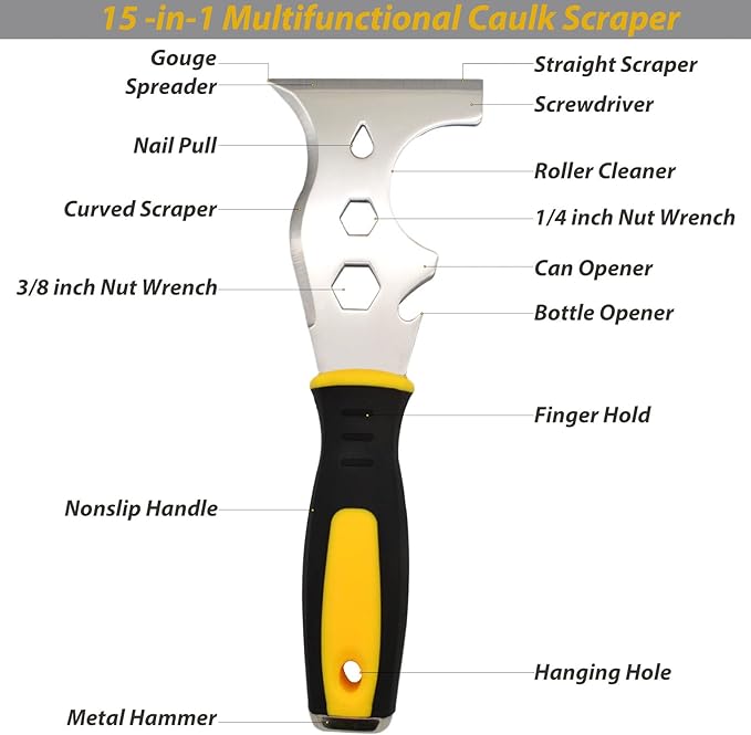 Painters Tool Grout-Caulk Removal-Tool Paint Scraper Tool with Caulking Silicone Pads - Caulking Repair and Finishing Tool Kit