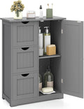 Tangkula Bathroom Floor Cabinet, Freestanding Storage Cabinet with 3 Drawers & Single Door, Adjustable Shelf, Multipurpose Bathroom Storage for Home Office, 23.5 x 12 x 32 Inches (3 Drawers, Grey)