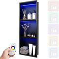12" X 36" RGB LED Shower Niche No Tile Needed, 304 Stainless Steel Shower Niche Insert Tile Ready, Recessed Wall Shelf for Bathroom Storage Organizer with Remote Control, Matte Black