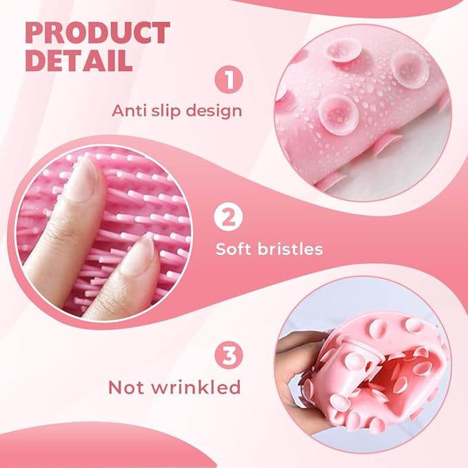 Silicone Shower Foot Scrubber Mat, 2025 Upgraded Exfoliating Bath Pad with Non-Slip Suction Cups Wall Mounted Foot Cleaning Mat (Brown)