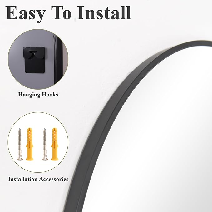 HARRITPURE Arched Bathroom Mirror - 32"x48" Black Large Wall Mounted Vanity Mirror Aluminum Alloy Frame Arch Wall Mirror for Living Room, Bedroom and Entryway