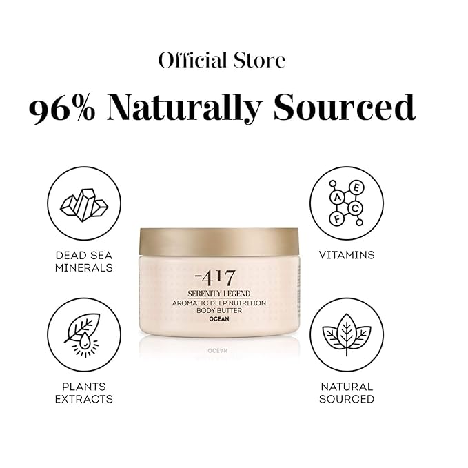 -417 Dead Sea Cosmetics Ocean Deep Nutrition Body Butter For Dry Skin - Nourishes & Protects from UV Radiation - Softening Body Moisturizer - With Shea Butter & Aloe Vera - All Natural 8.4 oz
