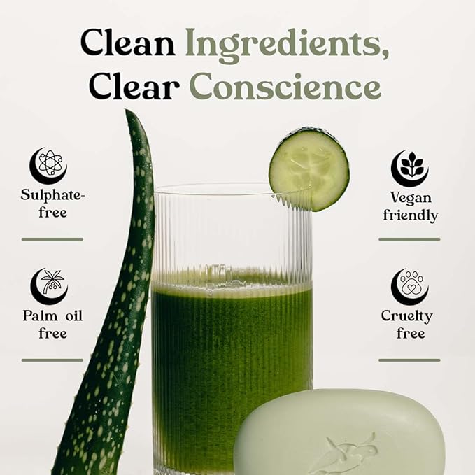 Elliqua Triple Milled Body Bar Soap – No.3 – Cucumber & Mint – Made in USA – Vegan, Plastic-Free, Natural, Eco-Friendly, Long-Lasting, Cruelty-Free – No Parabens or Sulfates