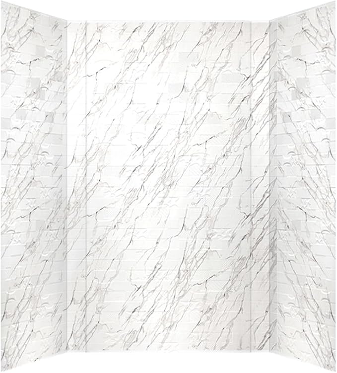 From Plain To Beautiful In Hours 133-640-VERSA-KIT Versa Tile - Tub and Shower Wall Panels Surround (Covers/ 96 sq. ft.), Marble, 1 Piece
