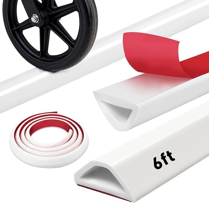 72inch Shower Threshold Water Dam White Self-Adhesive Water Barrier Collapsible Shower Guard Waterproof Flexible Silicone Bathroom Seal Strip for Bathtub,Tile, Floor, Wheelchair Access