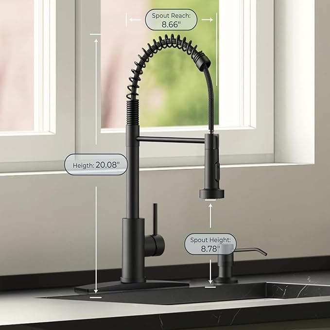 Smart Touch On Kitchen Faucet, 3 Modes Pull Down Sprayer, Sensor Activated, Ceramic Disc Valve, 360-Degree Rotation, 1 or 3 Hole Deck Plate. 10-Year Warranty. (KW-62R, Black)