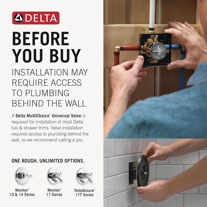 Delta Ashlyn 14 Series Bathtub and Shower Faucet Set, Brushed Gold Shower Head and Handle Set, Valve Trim Kit, Stainless T14464-CZ (Valve Not Included)