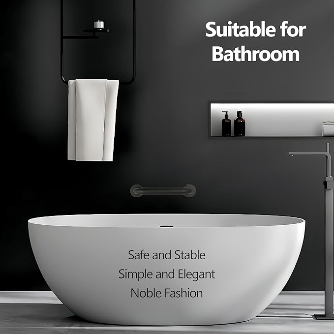 Shower Grab Bar, 2 Pack 24 Inch Black Bathroom Grab Bar, 1.25" Diameter Stainless Steel Grab Bars for Bathtubs and Showers, Handicap Shower Grab Bar for Seniors Elderly