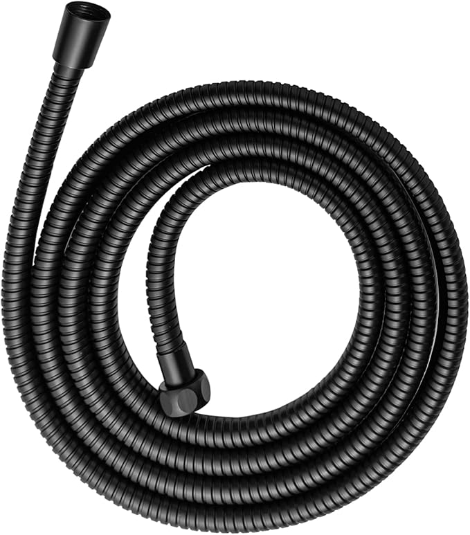 OFFO Shower Hose, 100 in Kink Free Stainless Steel Shower Hose Attachment Electroplating Handheld Shower Head Hose Flex Hoses Extension with Brass Insert & Nut for Pet Bathing Cleaning, Matte Black
