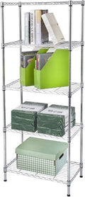 5 Tier Storage Racks Shelving, Heavy Steel Pantry Shelves, Adjustable Wire Shelving Rack, Suitable for Garage, Kitchen, Bathroom, Office, 24" W x 14" D x 59" H, Chrome