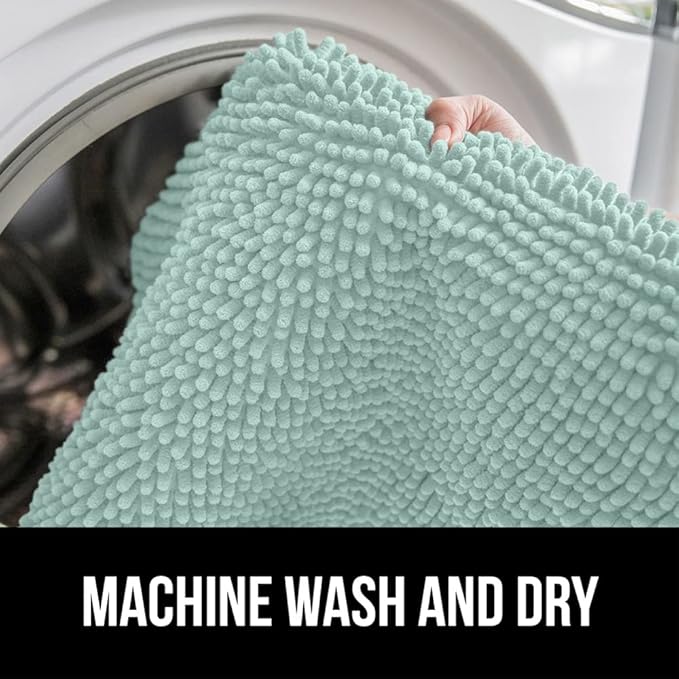 GORILLA GRIP Bath Rug Mat 30x20, Soft Absorbent Chenille, Quick Dry Microfiber Mats, Rubber Backing Washable Shower Floor Rugs, Bathmat Runner, US Designed Bathroom Home Decor Accessories Seablue