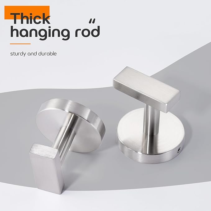 Robe Hook Brushed Nickel Bath Towel Hooks Stainless Steel Wall Hooks for Bathroom Kitchen Closet Garage Door Hanger 2 Pack, AN1001BR-P2