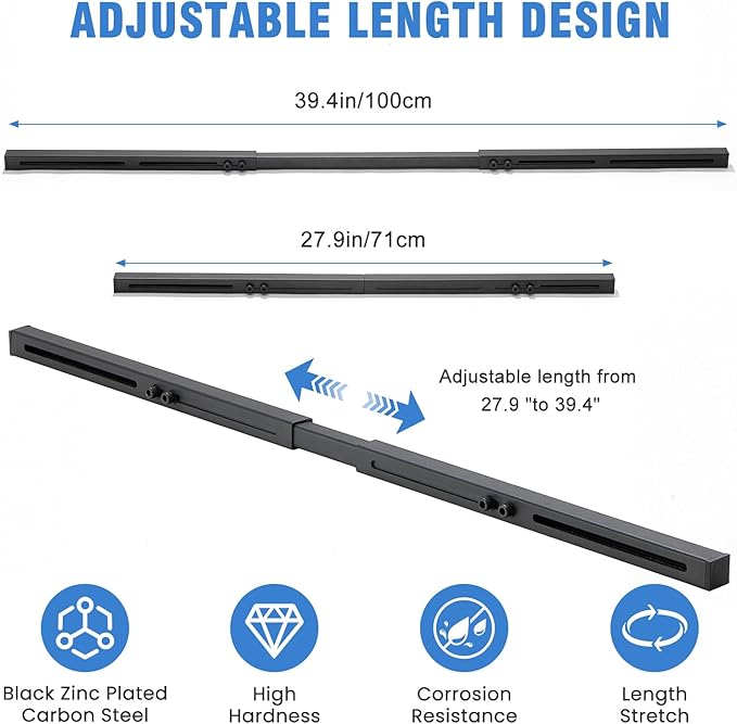 Undermount Sink Brackets Heavy-Duty - Adjustable 27.5-39.4 Inches, Rust-Resistant Zinc Plated Carbon Steel, Space-Saving Horizontal Sink Support Wall Mount Installation for Kitchen & Bathroom Sinks
