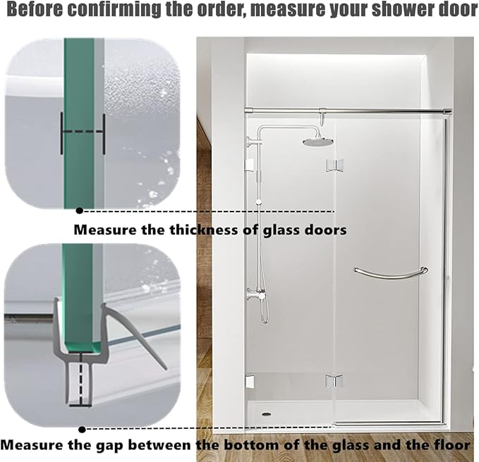 2-Pack Ultra Clear Shower Door Bottom Seal (5/16'' X 39'', Polycarbonate) Frameless Glass Shower Door Sweep Seal Strip - Stop Leaks and Create a Water Barrier