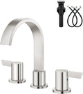 Aolemi Bathroom Faucets 3 Hole,8 Inch Widespread Waterfall Bathroom Sink Faucet,2 Handles Vanity Faucet with Pop-up Drain and Supply Hose,Brushed Nickel