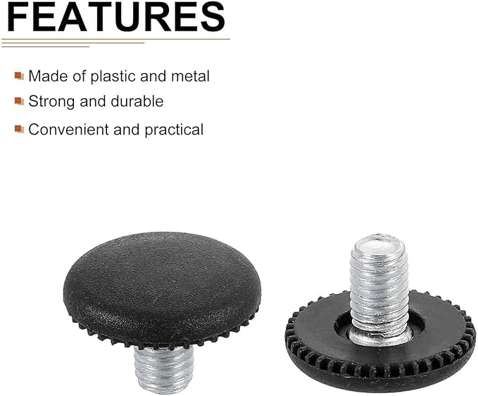 M8x10x25mm(DxLxOD) Screw on Furniture Glide Leveling Feet - 20Pack - Good for Furniture - Adjustable Thread Furniture Levelers - Black