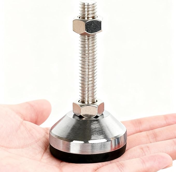 Heavy Duty Leveler Leg, Cabinet Leveling Feet,2.36" Dia. Base,M12 Thread,1300 Lb Capacity,Adjustable Workbench Legs,D60xM12x100,Black Carbon Steel PVC,4-Pack