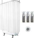 Clawfoot Tub Shower Curtain 180x70 Inch White Liner All Warp Around Extra Wide 36 Metal Hooks with Magnets Vinyl Bath for Bathroom PEVA Waterproof Pure
