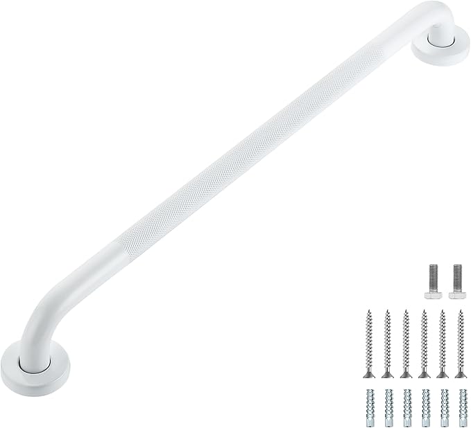 Grab Bars for Shower, 1 Pack 24-Inch Anti Slip Shower Handles for Elderly, Safety Shower Grab Bar, Stainless Steel Handicap Grab Bars for Bathroom (White 1" Diameter)
