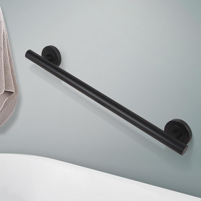 Lava Odoro Shower Grab Bar, Modern Stainless Steel Handicap Grab Bar for Bathtubs and Showers, Shower Safety Bar for Seniors Disabled, ADA-Compliant (Matte Black, 18 Inch)