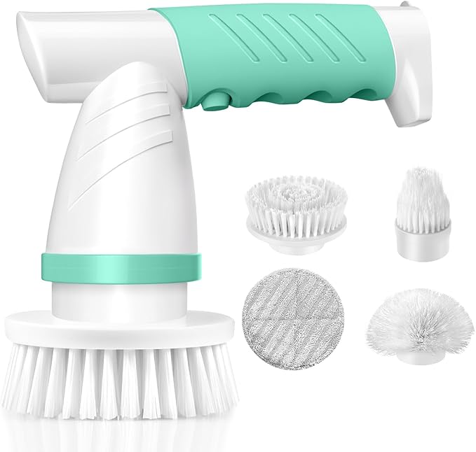 Electric Spin Scrubber, Bathroom Cleaning Brush Shower Scrubber Portable Rechargeable, Power Scrub Brush for Bathtub Sink Tile Grout Window Sill Kitchen Stove Cooker, Household Cleaning Tools