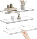 Acrylic Floating Shelves for Wall, Wall Mounted Shelf for Storage and Decor, Floating Shelf Organizer for Bedroom, Living Room, Bathroom, Kitchen (Clear, 15.5" W x 7" D x 0.5" H)