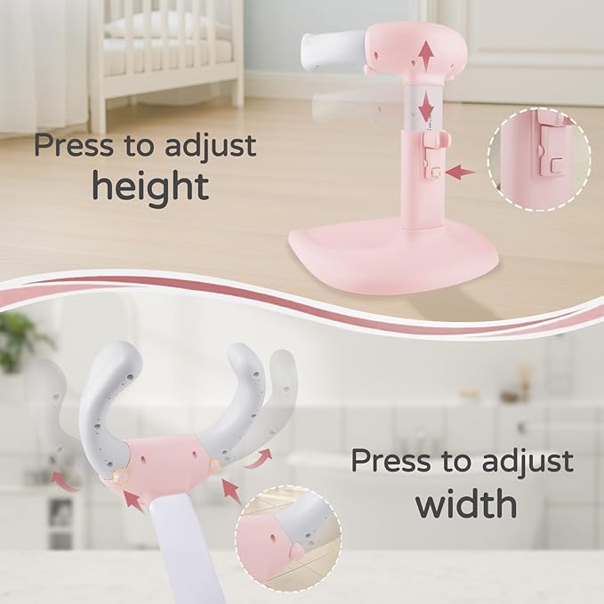 Baby Shower Stand – Adjustable Toddler Bath Stand & Standing Baby Bathtub for Infants 8–36 Months(Pink)