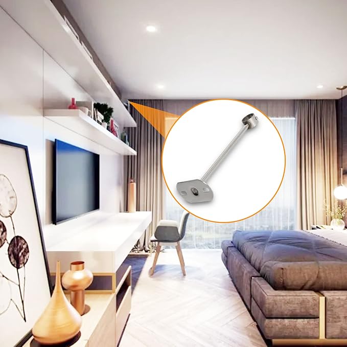 4Pcs ID25 mm (1"), L350mm, Clothes Rail mounting Bracket, Shower Curtain Closet tie Rod Support Frame, Curtain Rod Flange Socket, Suitable for Ceiling or Wall mounting
