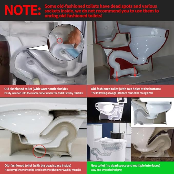 50 Inch Toilet Snake Drain Auger Cleaner Tool, Upgraded Grabber Unclogger Tool, Toilet Auger Grabber, Stainless Steel Telescoping Rod for Pick/Grab Objects Clogged in Toilet Pipes/Drain