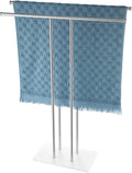 JQK Bath Towel Holder Stand Brushed, 30 Inch Free Standing Double Towel Rack Shelf for Bathroom Floor, Brushed Steel, BTH100L30-WN