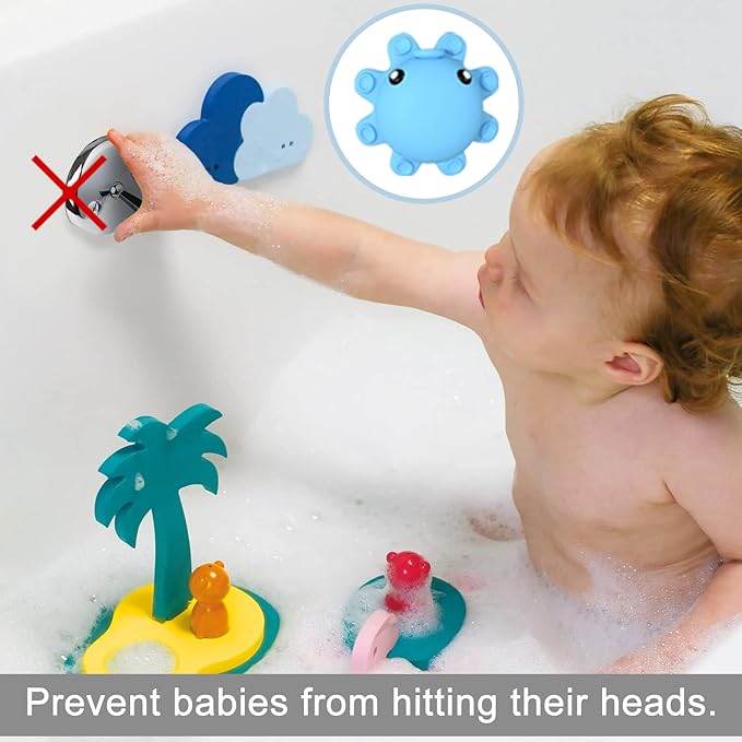 Bathtub Overflow Drain Cover Tub - Silicone Bathroom Overflow Drain Cover, Bath Tub Overflow Cover, Bathroom Spa Accessories, Adds Inches of Water for Deeper&Warmer Bath，Blue
