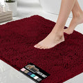GORILLA GRIP Bath Rug Mat, Soft Absorbent Chenille, Quick Dry Microfiber Mats, Rubber Backing Washable Shower Floor Rugs, Bathmat Runner, US Designed Bathroom Home Decor Accessories 24x17, Burgundy