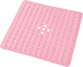 Anti-Slip Bathtub Shower mat, 20.8×20.8（Approximately 53×53cm） inch Soft Oversized Machine Washable Non-Slip Bathtub mat with Drainage Holes, Bathroom Floor Suction Cup.（1-Opaque Pink）