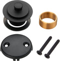 Black Bathtub Tub Drain Conversion Kit Assembly, Wellup Lift and Turn Twist Tub Drain Trim Kit with Two-Hole Overflow Faceplate, Matte Black