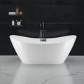 59 Inch Freestanding Acrylic Bathtub, Modern Soaking Tub with Chrome Overflow & Drain, CUPC Certified, Deep Soaking Design for Luxurious Spa Experience, Contemporary Bathroom Centerpiece