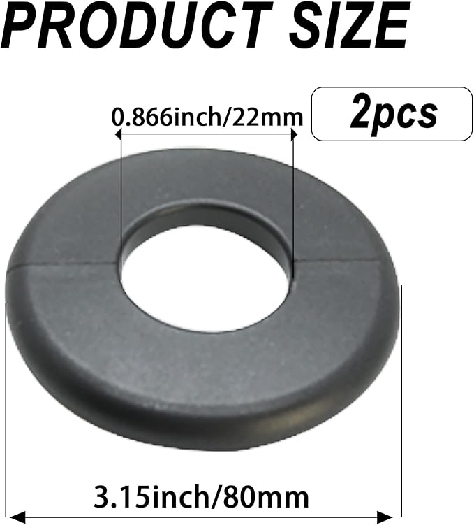 Wall Split Flange 2 Pieces, Pipe Cover Decoration Fit 0.87 inch Outer Diameter Pipe, ABS Round Self-Adhesive Escutcheon Plate, Buckles Design Split Plumbing Cover Plates, Black (22mm)