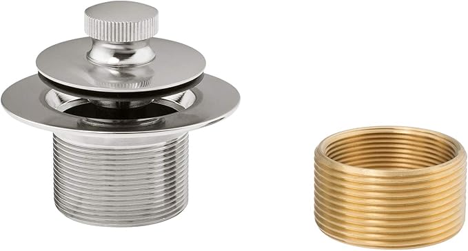 Artiwell Lift & Turn Tub Trim Set with Two-Hole Overflow Faceplate, All Brass Bathtub Conversion Kit Assembly with 2-Hole Overflow Face Plate and Universal Fine/Coarse Thread (Brushed Nickel)