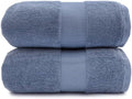 Maisonette Elegance 100% Organic Cotton Turkish Bath Towels, Soft & Absorbent, Ideal Quick Dry Large Bathroom Towel Set for Shower (30" x 58", 2 Pack) - Dark Blue (Mineral)