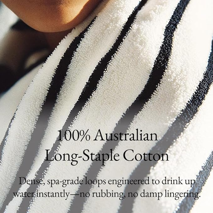 Italic Ultraplush 12-Piece Family Towel Set – Luxury Bath Towels, Hand Towels & Washcloths – Plush, Quick Dry, 800GSM 100% Australian Cotton for Bathroom & Spa - White & Blue (Striped)
