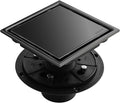 Hidden Brushed Square Shower Floor Drain, Black 6 inch, 304 Stainless Steel, with Flange, Detachable Cover Embedded in Ceramic Tiles