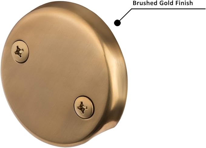 Artiwell Lift & Turn Tub Trim Set with Two-Hole Overflow Faceplate, All Brass Bathtub Conversion Kit Assembly with 2-Hole Overflow Face Plate and Universal Fine/Coarse Thread (Brushed Gold)