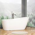 Freestanding Bathtub, 55 inch Acrylic Free Standing Soaking Bathroom Tub with Brushed Nickel-Finished Overflow and Anti-Clogging Drain, Easy Installation