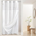 River Dream Stall Heavyweight No Hooks Required Dotted Waffle Weave Shower Curtain with Snap in Liner- 54W x 80H,Hotel Grade,Spa Like Bath Curtain,White