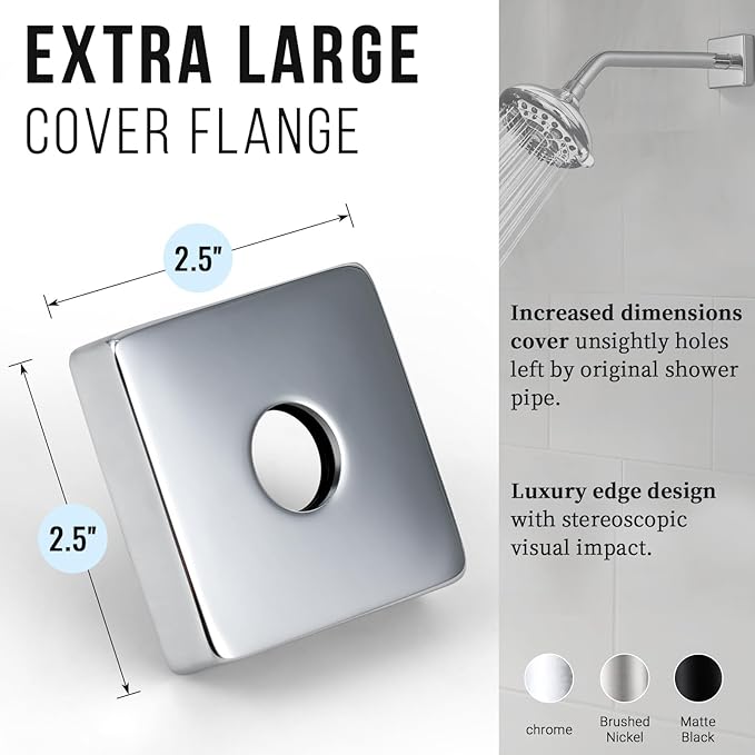 G-Promise All Metal 10-Inch Shower Arm with Flange, Wall-Mounted Stainless Steel Shower Pipe Replacement for Fixed and Handheld Shower Heads, Chrome
