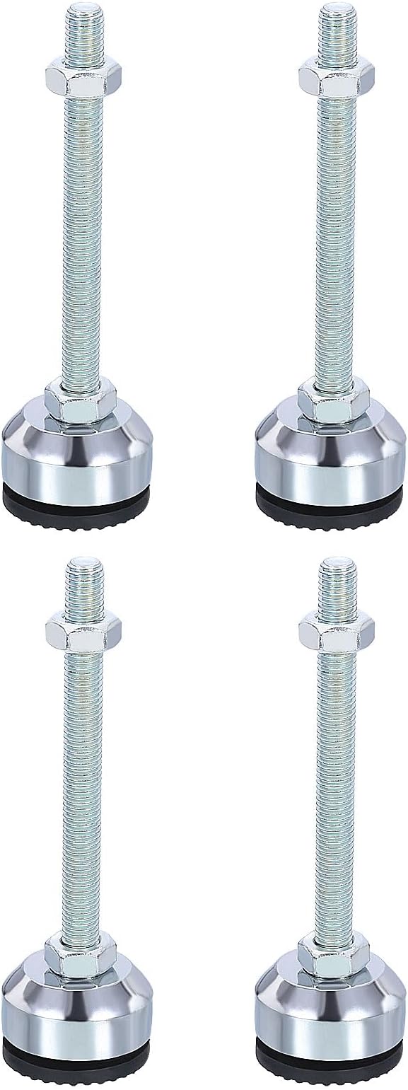 PATIKIL Furniture Leveling Feet 1.6" Dia Base M10 Thread, 4 Pcs Carbon Steel Adjustable Threaded Furniture Levelers Screw on Leg Levelers with Pads for Desk Chair Cabinet, Black