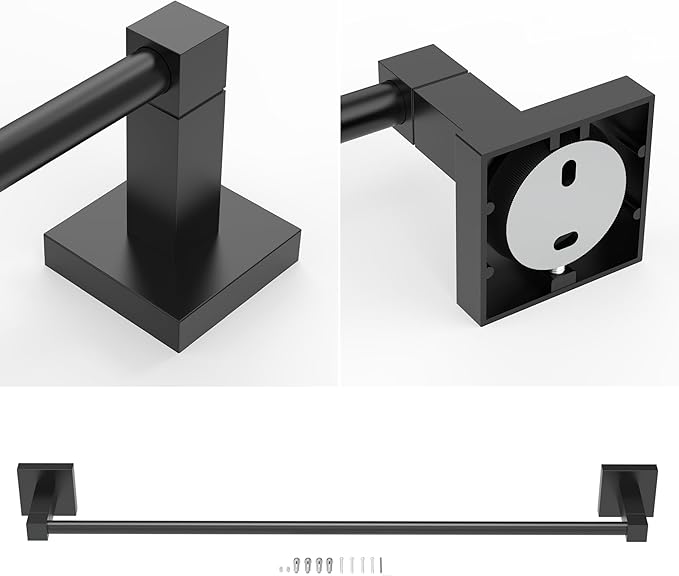 RUACQ Towel Bar 24 inch, Towel Racks for Bathroom, 304 Stainless Steel Towel Holder Wall Mounted, Heavy Duty Bathroom Decor Towel Rod (Matte Black)