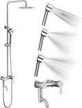 Shower Faucet - Shower Faucets Sets Complete, Shower System - Outdoor Shower Kit/Outdoor Shower Fixtures W/ SS304 Shower Head with 3 modes Handheld, Brushed Nickel