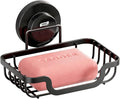 TAILI Soap Holder Dish Suction Cup, Bar Shampoo Rack for Shower Wall, Draining Soap Saver Tray for Bathroom, Rustproof Stainless Steel Sponge Holder for Tub, Kitchen, Drill-Free, Black